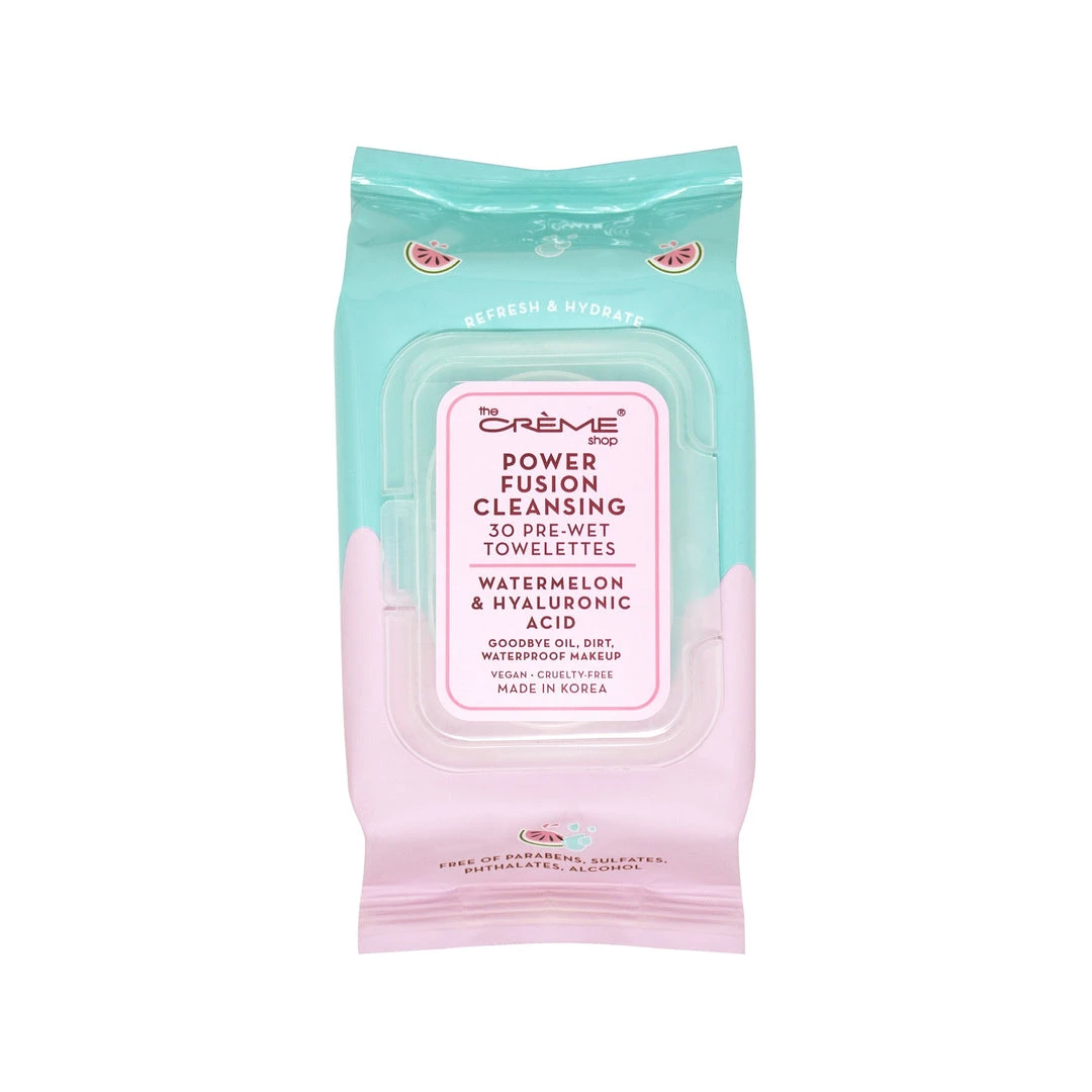 The Crème Shop Skincare Power Fusion Cleansing Pre-Wet Towelettes - Watermelon & Hyaluronic Acid The Crème Shop Skincare Power Fusion Cleansing Pre-Wet Towelettes - Watermelon & Hyaluronic Acid