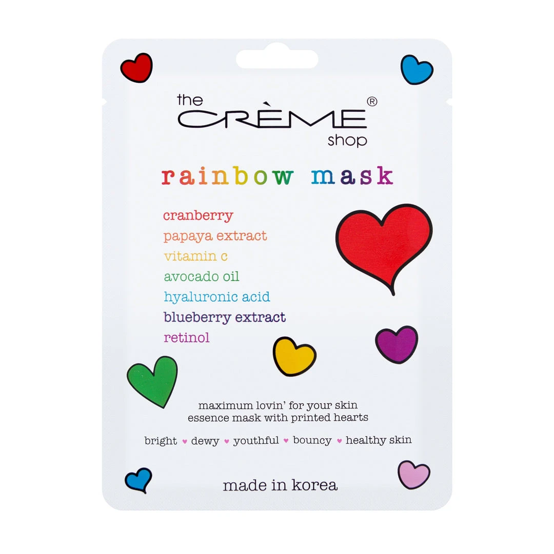 The Crème Shop Rainbow Face Mask Printed With Rainbow Hearts New Arrivals The Crème Shop Rainbow Face Mask Printed With Rainbow Hearts New Arrivals