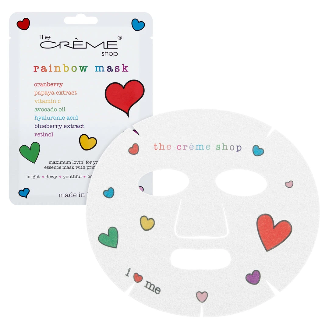 The Crème Shop Rainbow Face Mask Printed With Rainbow Hearts New Arrivals The Crème Shop Rainbow Face Mask Printed With Rainbow Hearts New Arrivals
