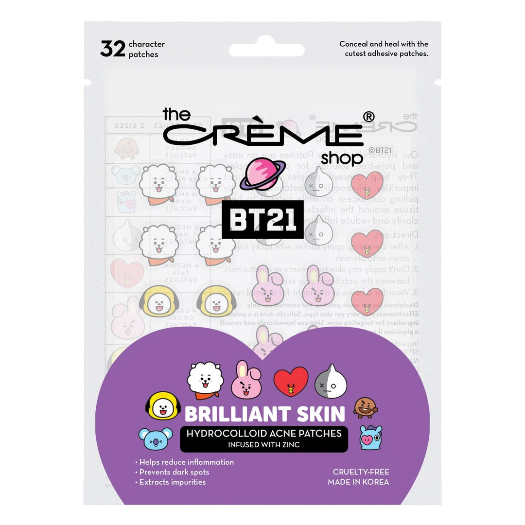 The Crème Shop X BT21 The Crème Shop | BT21: Brilliant Skin - Hydrocolloid Acne Patches | Infused With Zinc The Crème Shop X BT21 The Crème Shop | BT21: Brilliant Skin - Hydrocolloid Acne Patches | Infused With Zinc