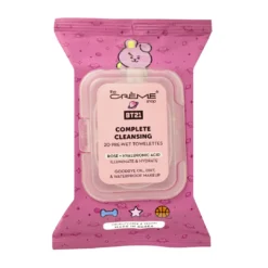 The Crème Shop X BT21 New Arrivals COOKY Complete Cleansing Towelettes - Rose & Hyaluronic Acid (20 Pre-Wet Towelettes)