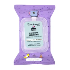 The Crème Shop X BT21 MANG Complete Cleansing Towelettes - Coconut Water & Raspberry (20 Pre-Wet Towelettes)