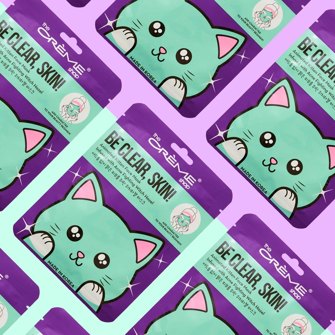 The Crème Shop Be Clear, Skin! Animated Kitten Face Mask - Acne Fighting Witch Hazel Skincare The Crème Shop Be Clear, Skin! Animated Kitten Face Mask - Acne Fighting Witch Hazel Skincare