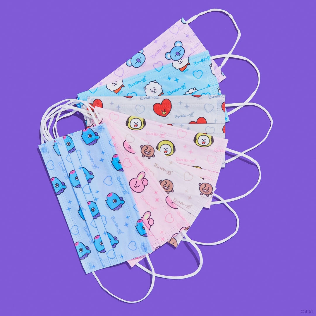 The Crème Shop X BT21 The Crème Shop | BT21: 3-Ply Disposable Protective Face Masks (Set Of 14) + 2 Reusable Pouches - Assorted Pastel New Arrivals The Crème Shop X BT21 The Crème Shop | BT21: 3-Ply Disposable Protective Face Masks (Set Of 14) + 2 Reusable Pouches - Assorted Pastel New Arrivals
