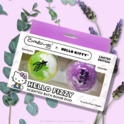 The Crème Shop X Sanrio New Arrivals Hello Kitty HELLO FIZZY Scented Bath Bomb Duo | Eucalyptus & Lavender (Cruelty-Free & Vegan)