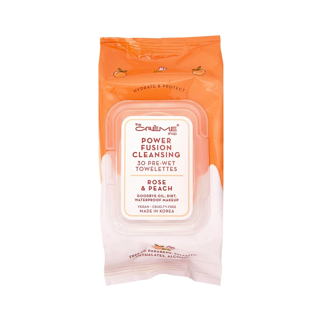 The Crème Shop New Arrivals Power Fusion Cleansing 30 Pre-Wet Towelettes - Rose & Peach The Crème Shop New Arrivals Power Fusion Cleansing 30 Pre-Wet Towelettes - Rose & Peach