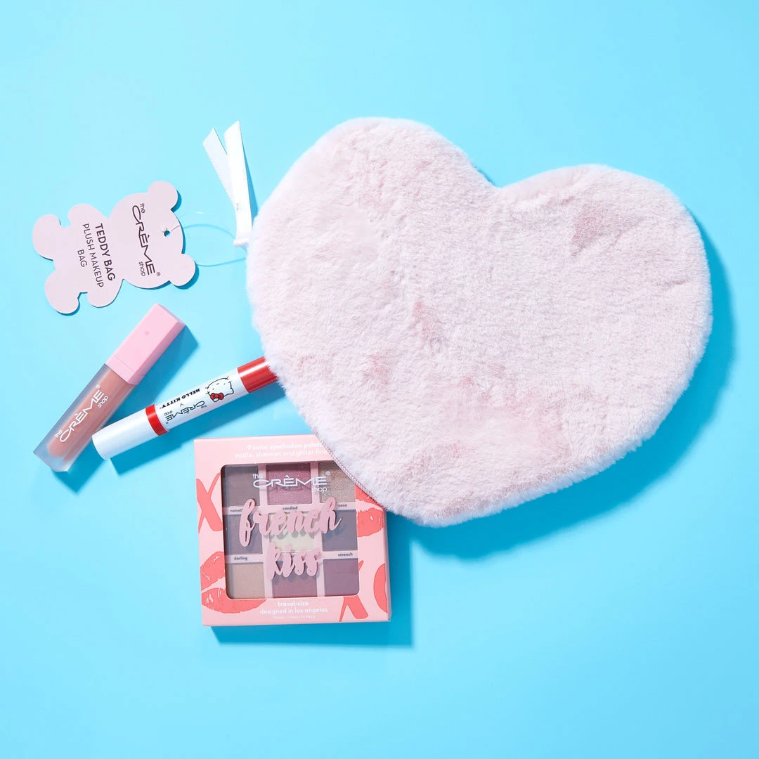 The Crème Shop Teddy Bag Plush Makeup Pouch - Sweetheart The Crème Shop Teddy Bag Plush Makeup Pouch - Sweetheart