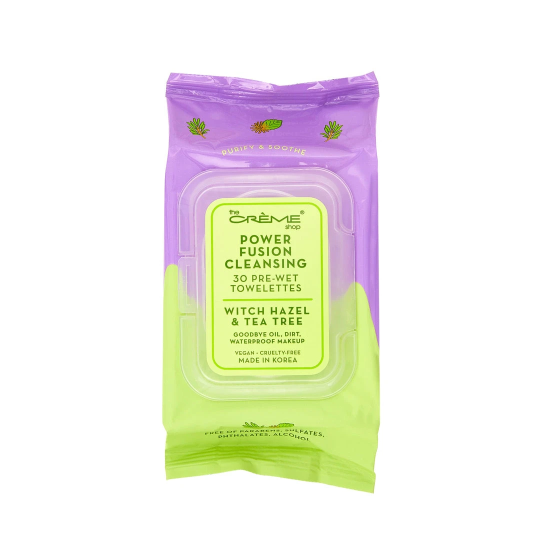 The Crème Shop Power Fusion Cleansing 30 Pre-Wet Towelettes - Witch Hazel & Tea Tree The Crème Shop Power Fusion Cleansing 30 Pre-Wet Towelettes - Witch Hazel & Tea Tree