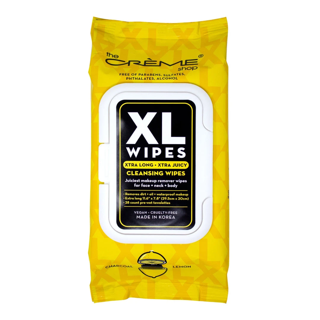The Crème Shop XL Makeup Removing Cleansing Wipes - Charcoal & Lemon The Crème Shop XL Makeup Removing Cleansing Wipes - Charcoal & Lemon