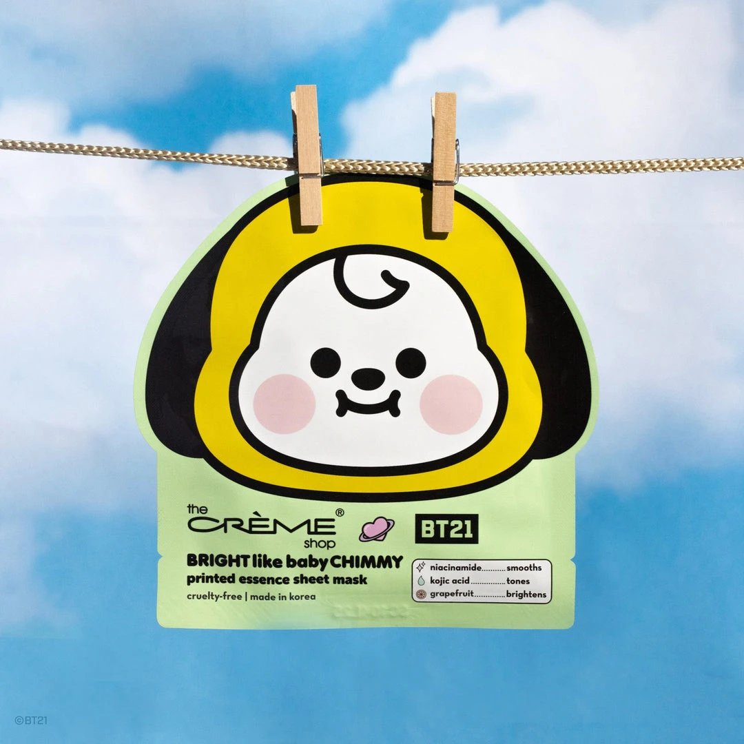 The Crème Shop X BT21 BABY New Arrivals BRIGHT Like Baby CHIMMY Printed Essence Sheet Mask (Niacinamide, Kojic Acid, Grapefruit) The Crème Shop X BT21 BABY New Arrivals BRIGHT Like Baby CHIMMY Printed Essence Sheet Mask (Niacinamide, Kojic Acid, Grapefruit)