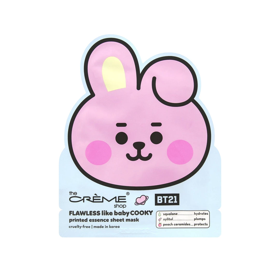 The Crème Shop X BT21 BABY New Arrivals FLAWLESS Like Baby COOKY Printed Essence Sheet Mask (Squalane, Xylitol, Peach Ceramides) The Crème Shop X BT21 BABY New Arrivals FLAWLESS Like Baby COOKY Printed Essence Sheet Mask (Squalane, Xylitol, Peach Ceramides)