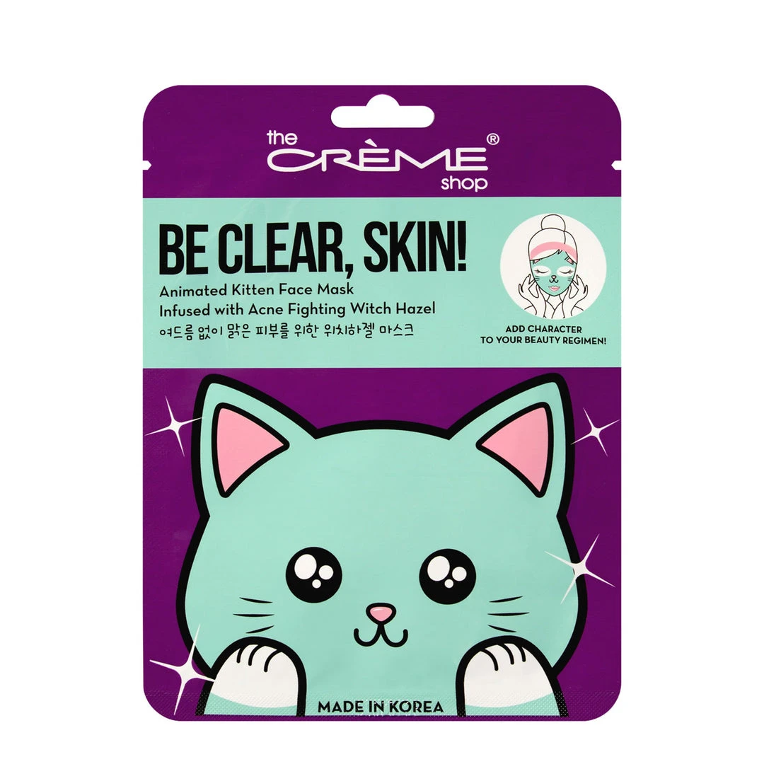 The Crème Shop Be Clear, Skin! Animated Kitten Face Mask - Acne Fighting Witch Hazel Skincare The Crème Shop Be Clear, Skin! Animated Kitten Face Mask - Acne Fighting Witch Hazel Skincare