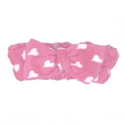 The Crème Shop Hot Pink Teddy Headyband™ With White Hearts | Cruelty-Free & Vegan Body & Spa
