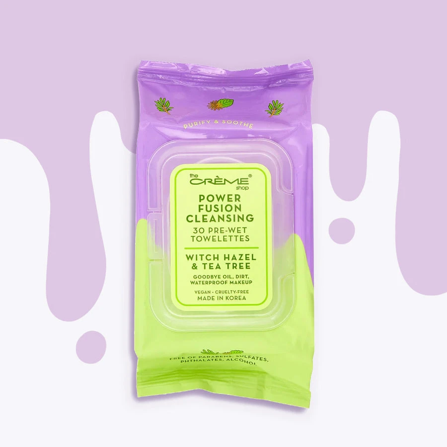 The Crème Shop Power Fusion Cleansing 30 Pre-Wet Towelettes - Witch Hazel & Tea Tree The Crème Shop Power Fusion Cleansing 30 Pre-Wet Towelettes - Witch Hazel & Tea Tree